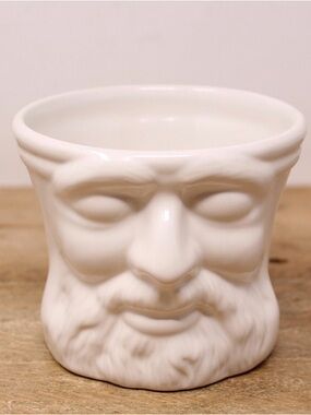 4" White Ceramic Molded Face Handled BURT'S BEES Shaving Mug